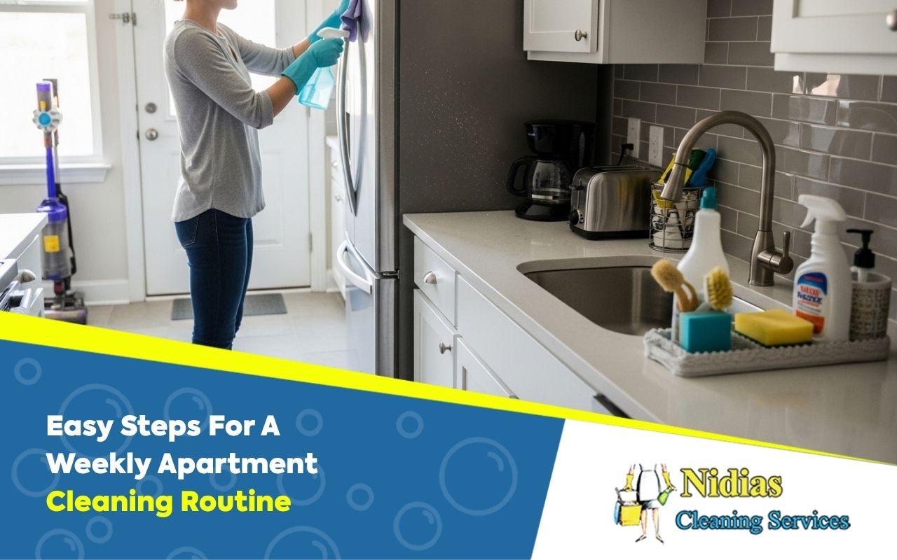 weekly apartment cleaning routine for a tidy apartment kitchen