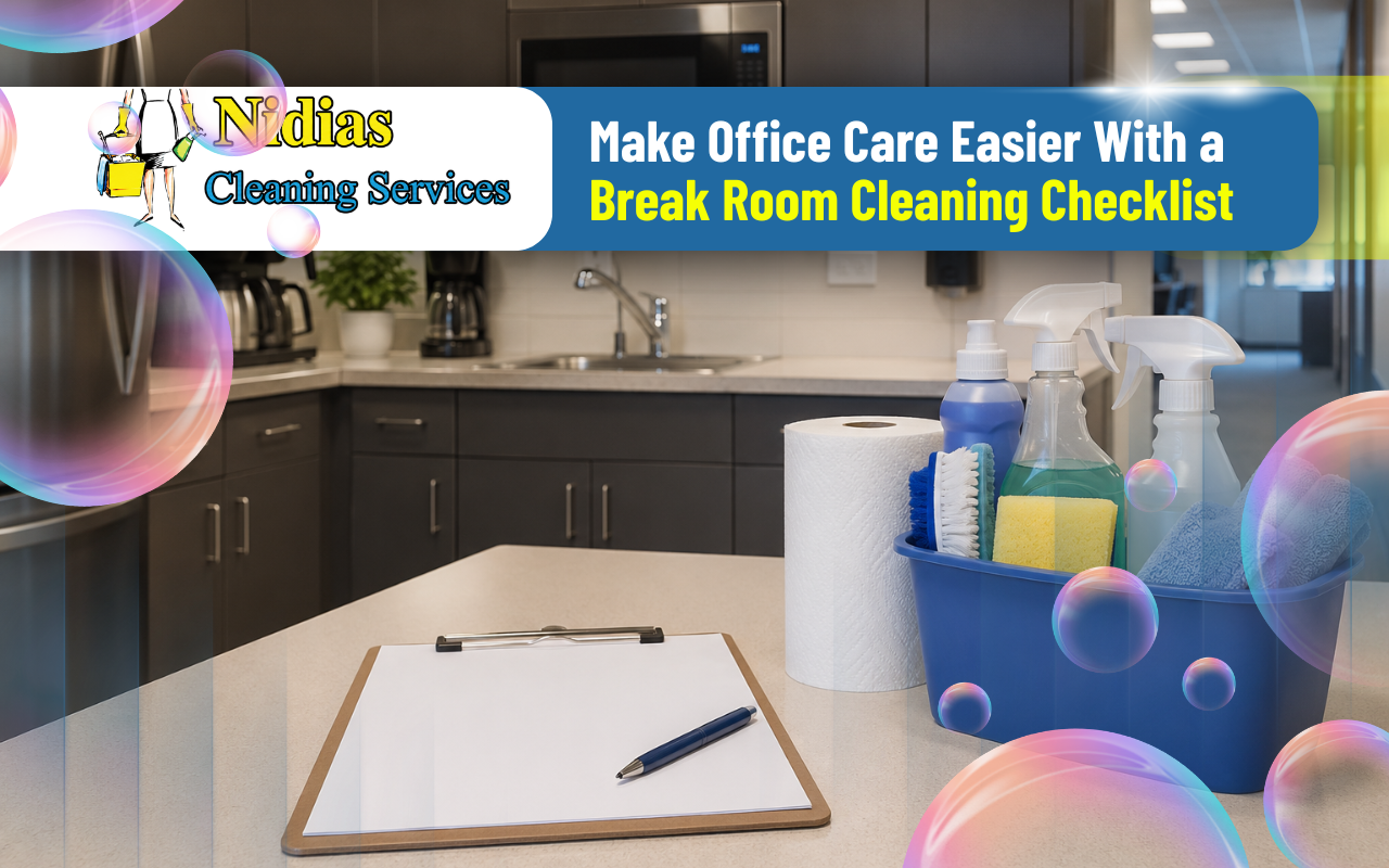 Break room cleaning checklist with daily office kitchen tasks