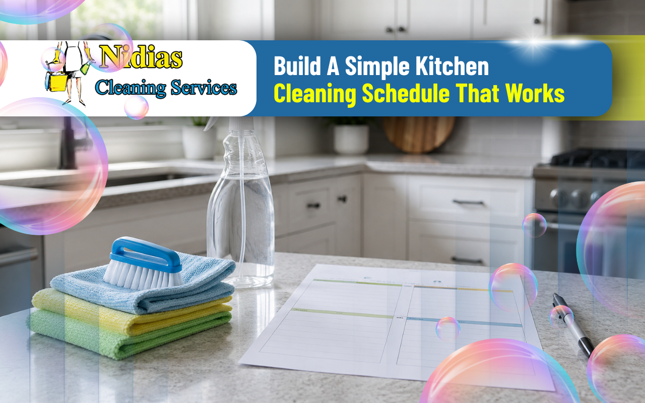 Simple kitchen cleaning schedule organized by daily and weekly tasks